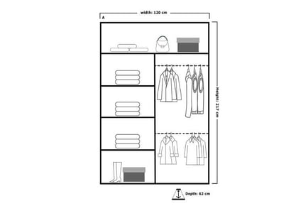 Sliding Mirror Wardrobe 120/150/180/203