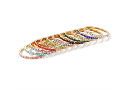 14K Sparkling Birthstone Eternity Ring - Gold or Silver Band!