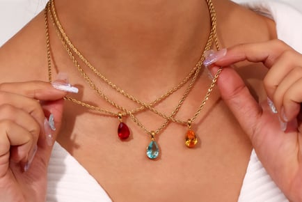 Birthstone Necklace with Rope Chain!