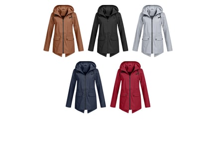 Women's Waterproof Windbreaker Parka Jacket - 6 Sizes, 5 Colours