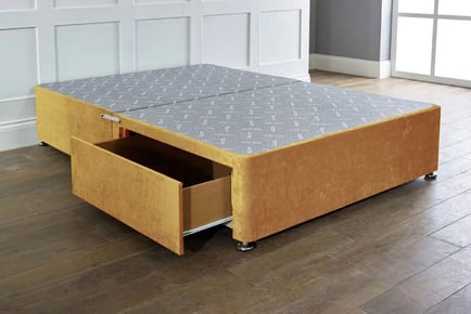 Mustard Reinforced Divan Bed Base w Storage Options: 5 Sizes