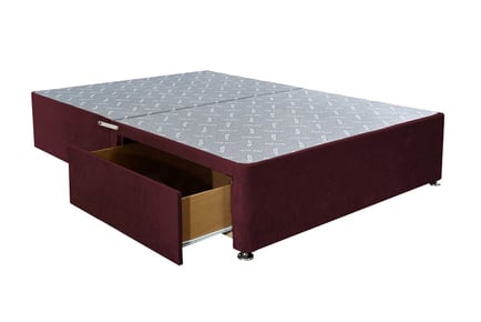 Burgundy Divan Reinforced Bed & Storage Options - 5 Sizes