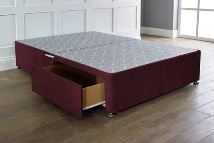 Burgundy Divan Reinforced Bed & Storage Options - 5 Sizes