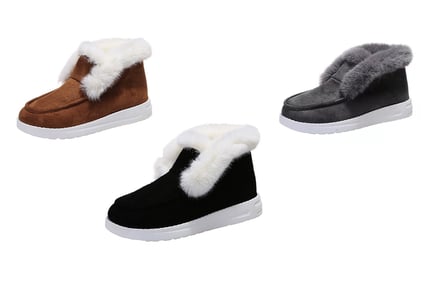 Women's Fleece Ankle Boots - 6 Sizes & 3 Colours