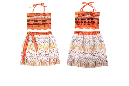 Kids' Moana Inspired Crop Top and Skirt Set - 7 Sizes