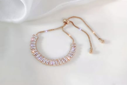 Rose Gold Baguette 24 Cubic Zirconia Cystals Friendship Bracelet!