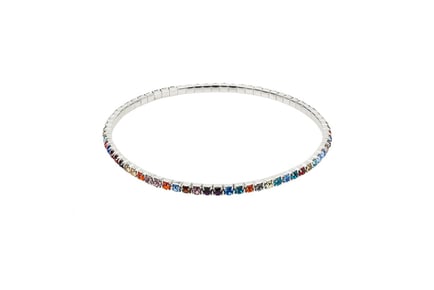 Multi-Coloured Cubic Zirconia Ankle/Tennis Bracelet in Sterling Silver!