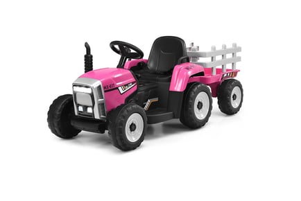 Kids' 12V Ride-On Tractor & Trailer with Remote Control - 6 Colours