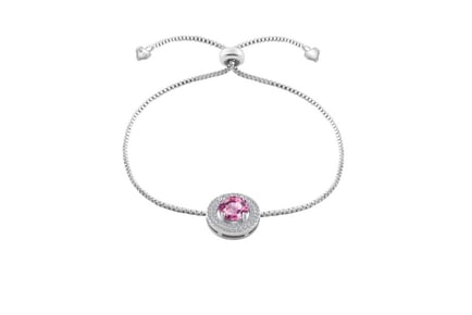 2-Carat Pink Sapphire Bracelet - Rhodium Plated