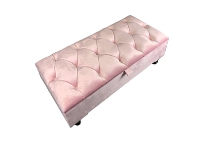 Pink Velvet Ottoman Bench with Storage - Cushion Covers Optional