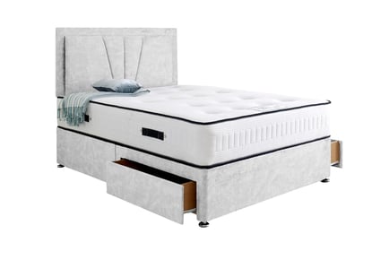 Luxury Vienna Divan Bed Set with Headboard in White + Optional Storage!