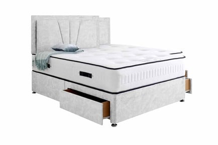 Luxury Vienna Divan Bed Set with Headboard in White + Optional Storage!