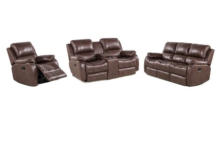 Modern Brown Leathaire Recliner Sofa Set - 4 Options!