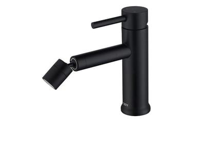 360° Rotating Black Basin Faucet with Two Flow Modes!