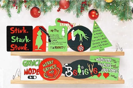 9Pcs Christmas Grinch Tiered Tray Decor