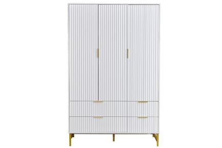 Mercury Ridged Wardrobe with Bottom Drawers - White, 2 Options