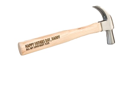 Personalised 16oz Wooden Hickory Claw Hammer - 90 Characters!