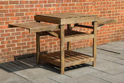 Weather-Resistant Outdoor BBQ Table with Folding Sides in Brown!