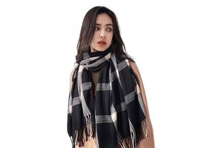 Women's Soft Plaid Winter Scarf - Beige, Black, or Brown