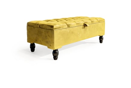 Plush Velvet Ottoman Footstool in Mustard Gold!