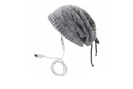 2-in-1 Electric Heating Scarf Hat - Blue, Grey & Navy