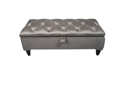 Upholstered Dark Grey Velvet Ottoman w/ Storage - 2 Options