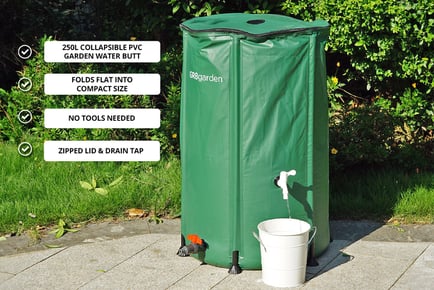 250L Collapsible Garden Water Tank with Zipped Lid!