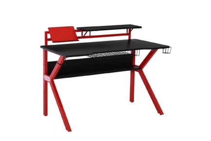 MDF Gaming Desk w/ Cup Holder, Red