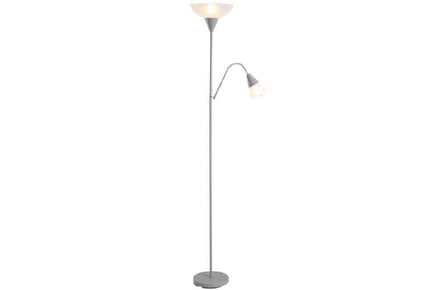 Duo-Head Floor Reading Lamp, Silver