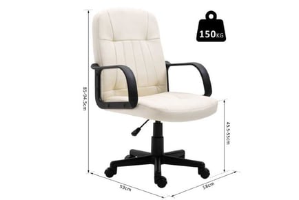 PU Leather Swivel Office Chair, Cream