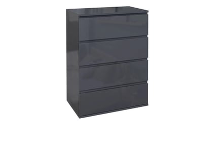 Modern Bedroom Storage Drawers with Four Drawers in High Gloss Grey!