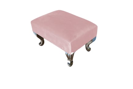 Plush Linen Ottoman Footstool & Chrome Legs - 8 Colours