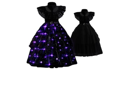 Wednesday Addams Inspired LED Party Dress - 2 to 9 Years