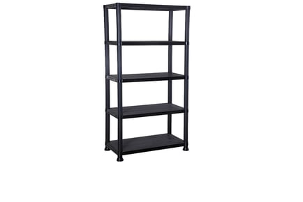 Black 5 Tier Plastic Shelving Storage Unit