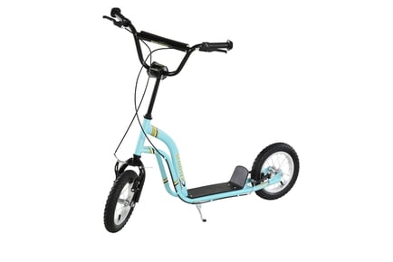 Teen Kids Blue Adjustable Stunt Scooter with 12in Rubber Tyres, Dual Brakes