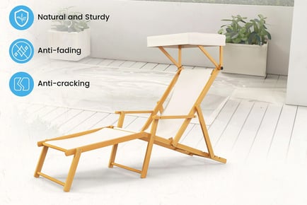 Outdoor Chaise Lounge Chair with Adjustable Canopy & Footrest