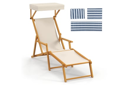 Outdoor Chaise Lounge Chair with Adjustable Canopy & Footrest