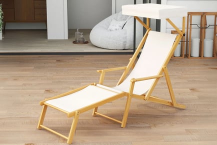 Outdoor Chaise Lounge Chair with Adjustable Canopy & Footrest