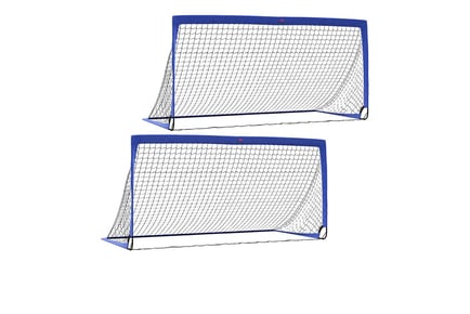 Set of Two 3ft x 6ft Blue Foldable Outdoor Football Nets