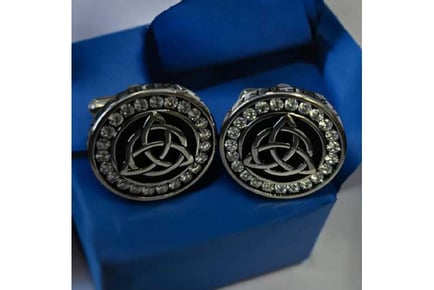 Men's Stainless Steel Crystal Cufflinks