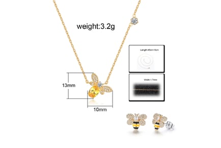 Bee Crystal Necklace & Earrings Set