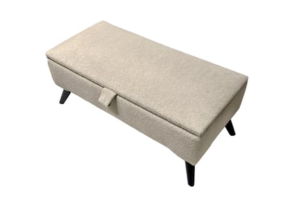 Upholstered Bouclé Champagne Ottoman Bench- With Cushion Covers!