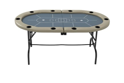 10-Player Folding Poker & Blackjack Oval Table with Cup Holders