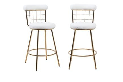 2 Luxury Bouclé Gold Plated Etta Bar Stools