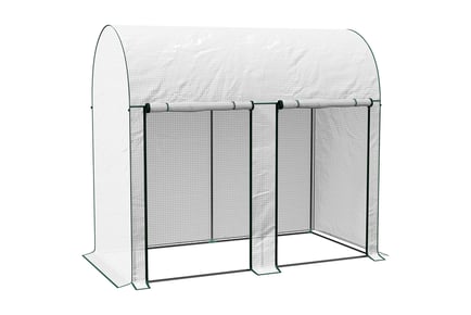 200cm x 100cm White Walk-In Greenhouse with Zipped Doors