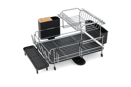 2-Tier Detachable Kitchen Dish Drying Rack with Drainboard