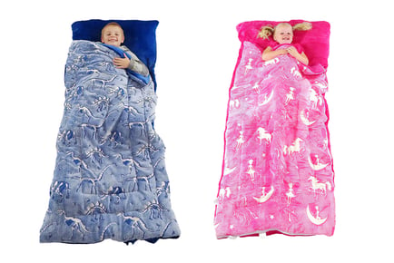 Kids Glow in the Dark Sleeping Bag - Blue or Pink