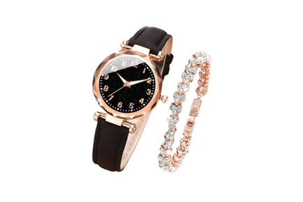 Women's Quartz Watch & Bracelet Set - 2 Colours & 2 Options