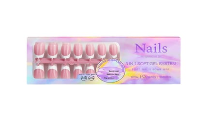 150 Pc French Tip Press On Fake Nail Set - 5 Colours