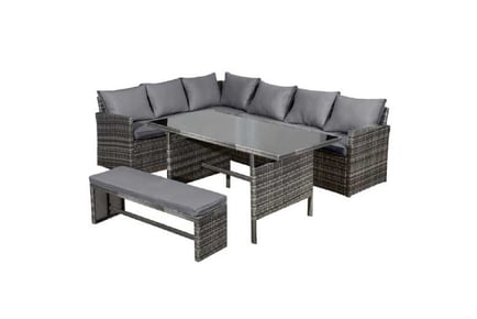 Fiji 8 Seat Corner Set in Pewter Grey